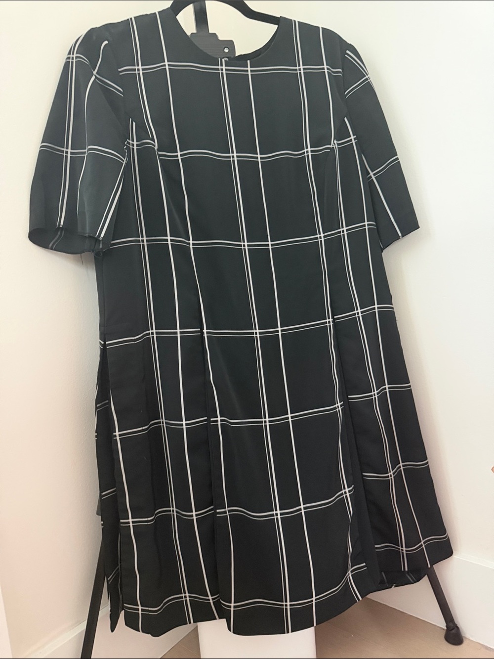 Ted Baker Black and White Windowpane Midi Shift Dress